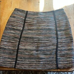 LOFT Black Multicolor Striped Pencil Skirt